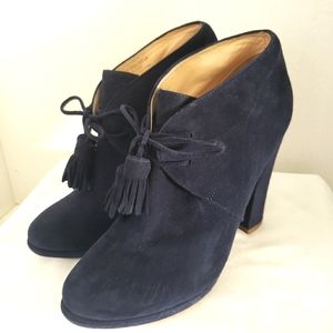 Cole Haan Women's Blue Suede Leather Block Heel Ankle Bootie Size 8. B
